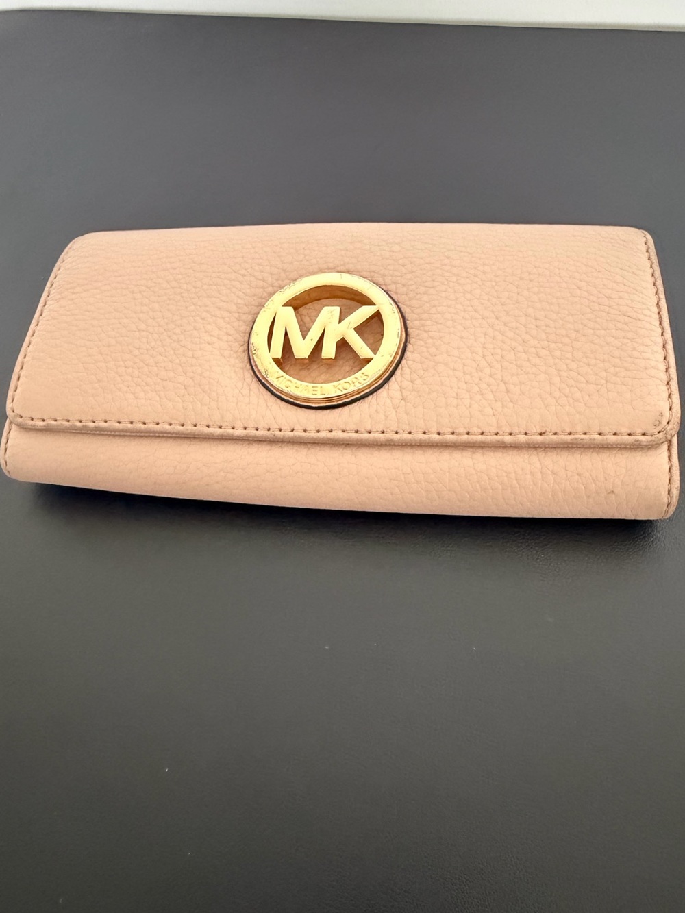 Michael Kors Fulton Flap Continental Wallet Blush Pink Pebbled Leather